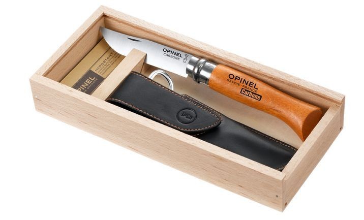 Opinel No8 Carbon Klappmesser mit Etui, 19 cm