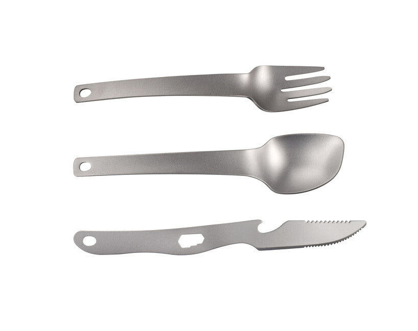 Origin Outdoors Titanium Recent Titanium 3-teiliges Besteckset mit Flaschenöffner und Schraubenschlüssel