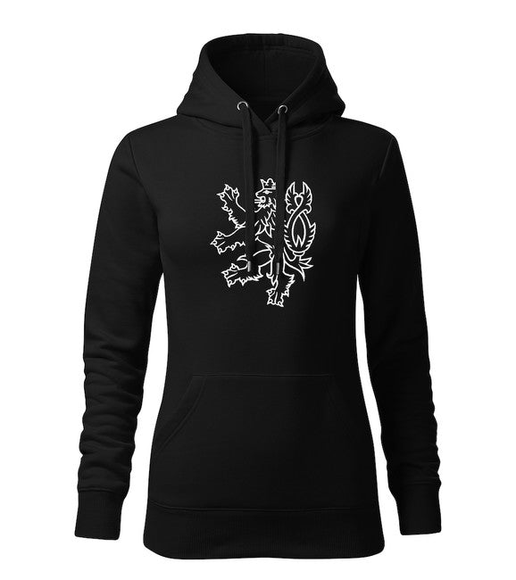 DRAGOWA damenhoodie 320 g/m² Tschechischer Löwe Schwarz