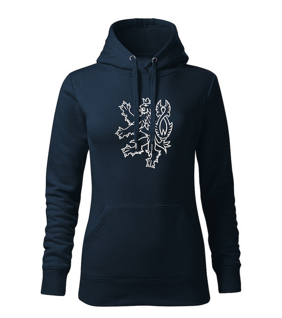 DRAGOWA damenhoodie 320 g/m² Tschechischer Löwe Dunkelblau