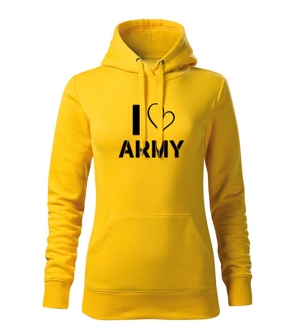 DRAGOWA damensweatshirt mit Kapuze i love army, gelb 320g/m2