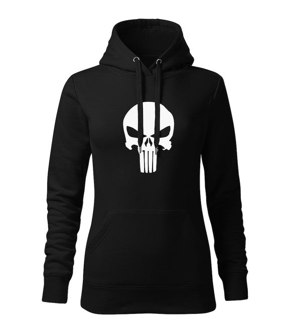 DRAGOWA damensweatshirt mit Kapuze punisher, schwarz 320g/m2