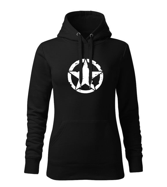 DRAGOWA damensweatshirt mit Kapuze star, schwarz 320g/m2
