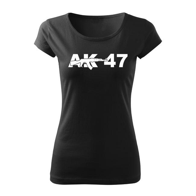 DRAGOWA damen Kurzshirt ak47, schwarz 150g/m2