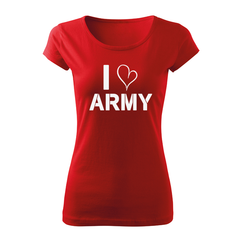DRAGOWA Damen-Kurzarm-T-Shirt I love army 150 g/m², rot