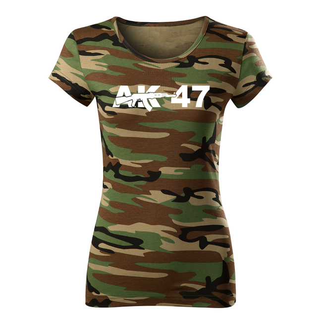 DRAGOWA damen Kurzshirt ak47, camouflage 150g/m2