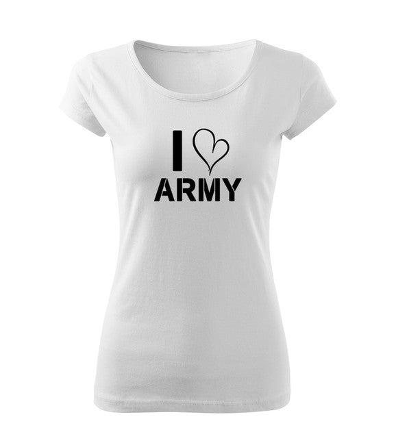 DRAGOWA damen Kurzshirt i love army, weiß 150g/m2