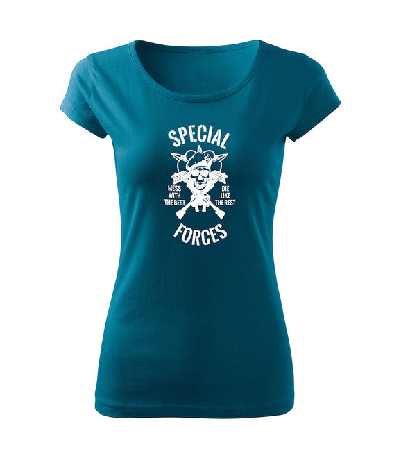 DRAGOWA damen Kurzshirt special forces, petrol blue 150g/m2