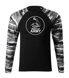 DRAGOWA Fit-T Langarmshirt muscle army biceps 160 g/m², metro