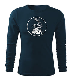 DRAGOWA Fit-T Langarmshirt muscle army biceps 160 g/m², dunkelblau