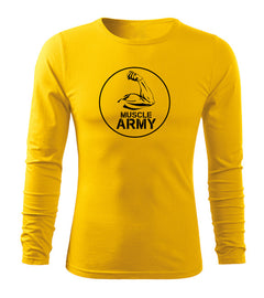DRAGOWA Fit-T Langarmshirt muscle army biceps 160 g/m², gelb