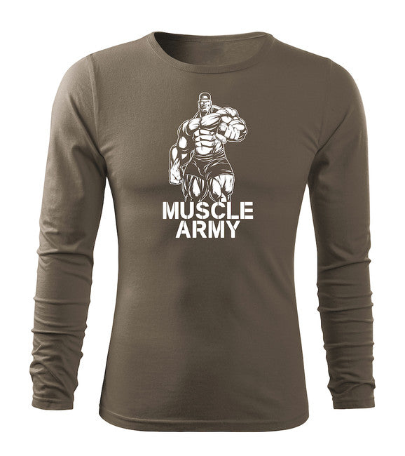 DRAGOWA Fit-T tričko s dlhým rukávom muscle army man