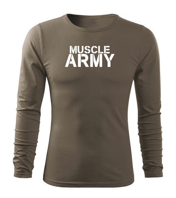 DRAGOWA Fit-T tričko s dlhým rukávom muscle army