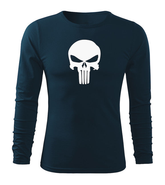 DRAGOWA Fit-T langärmliges T-shirt punisher, dunkelblau 160g/m2