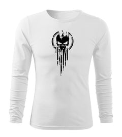 DRAGOWA Fit-T Langarmshirt skull 160 g/m², weiß