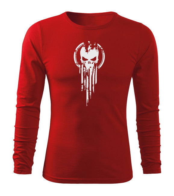 DRAGOWA Fit-T langärmliges T-shirt skull, rot 160g/m2