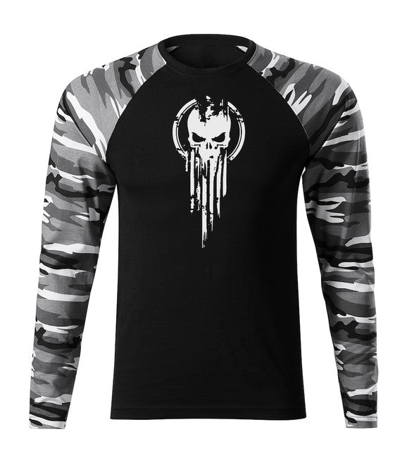 DRAGOWA Fit-T langärmliges T-shirt skull, metro 160g/m2