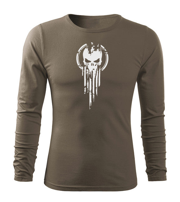 DRAGOWA Fit-T langärmliges T-shirt skull, olivgrün 160g/m2