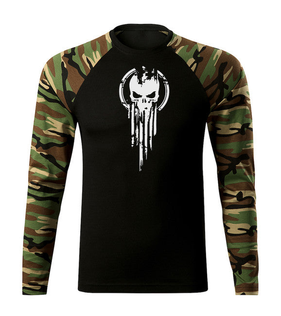 DRAGOWA Fit-T langärmliges T-shirt skull, woodland 160g/m2