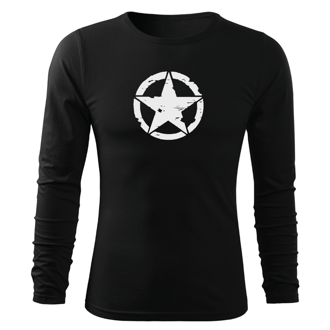 DRAGOWA Fit-T langärmliges T-shirt star, schwarz 160g/m2