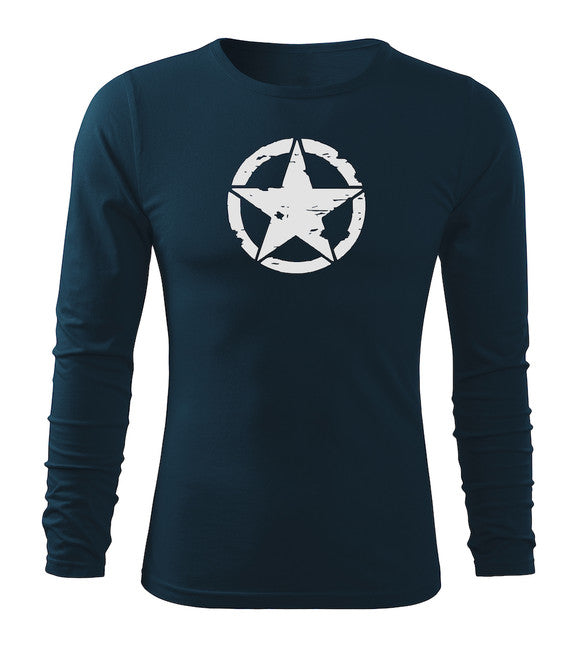 DRAGOWA Fit-T langärmliges T-shirt star, dunkelblau 160g/m2