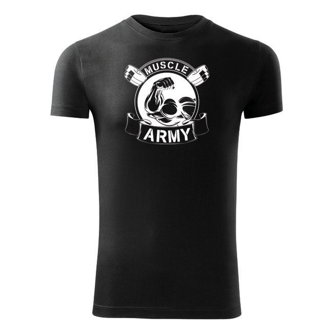 DRAGOWA fitness tričko Muscle Army Original 180g/m2, čierna