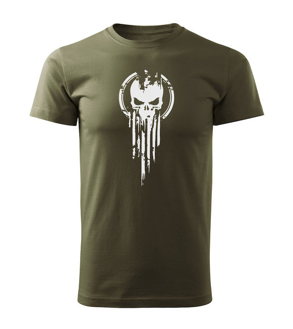 DRAGOWA Kurz-T-shirt Skull, olivgrün 160g/m2