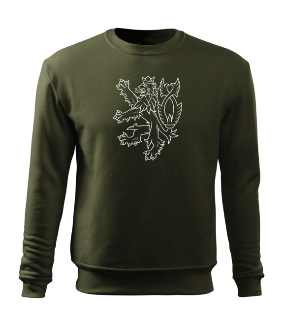 DRAGOWA herren-Sweatshirt Tschechischer Löwe, oliv 300 g/m2