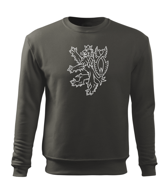 DRAGOWA herren-Sweatshirt Tschechischer Löwe, grau 300 g/m2