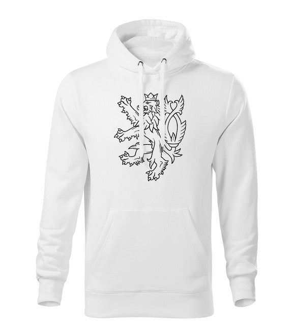 DRAGOWA herren-Kapuzenpullover Tschechischer Löwe, weiß 320 g/m2