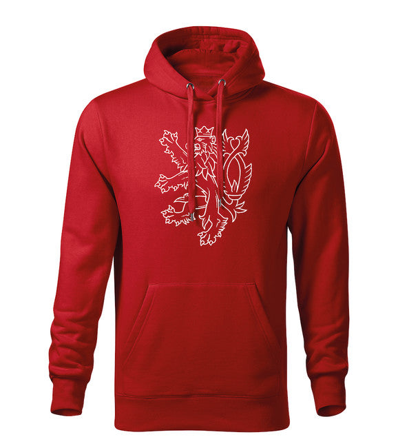 DRAGOWA herren-Kapuzenpullover Tschechischer Löwe, rot 320 g/m2