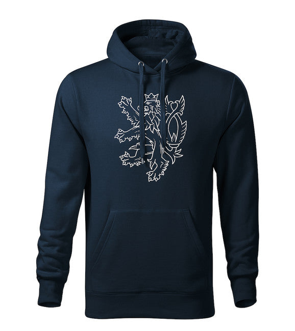 DRAGOWA herren-Kapuzenpullover Tschechischer Löwe, dunkelblau 320 g/m2
