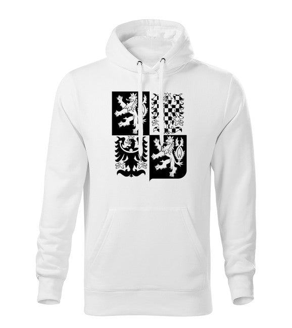 DRAGOWA herren-Kapuzenpullover Tschechisches großes Wappen, weiß 320 g/m2