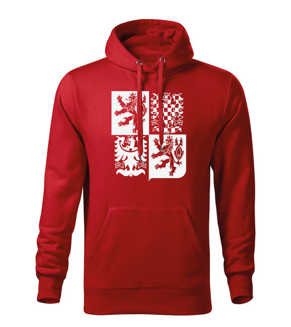 DRAGOWA herren-Kapuzenpullover Tschechisches großes Wappen, rot 320 g/m2