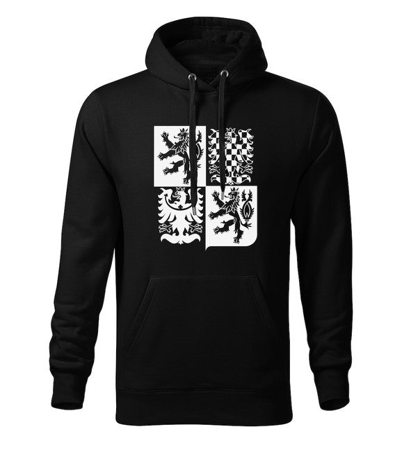 DRAGOWA herren-Kapuzenpullover Tschechisches großes Wappen, schwarz 320 g/m2