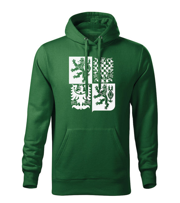 DRAGOWA herren-Kapuzenpullover Tschechisches großes Wappen, grün 320 g/m2