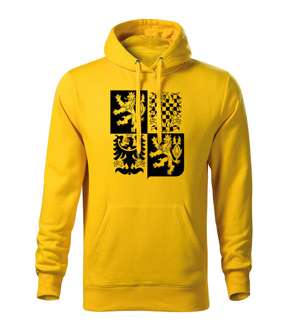 DRAGOWA herren-Kapuzenpullover Tschechisches großes Wappen, gelb 320 g/m2