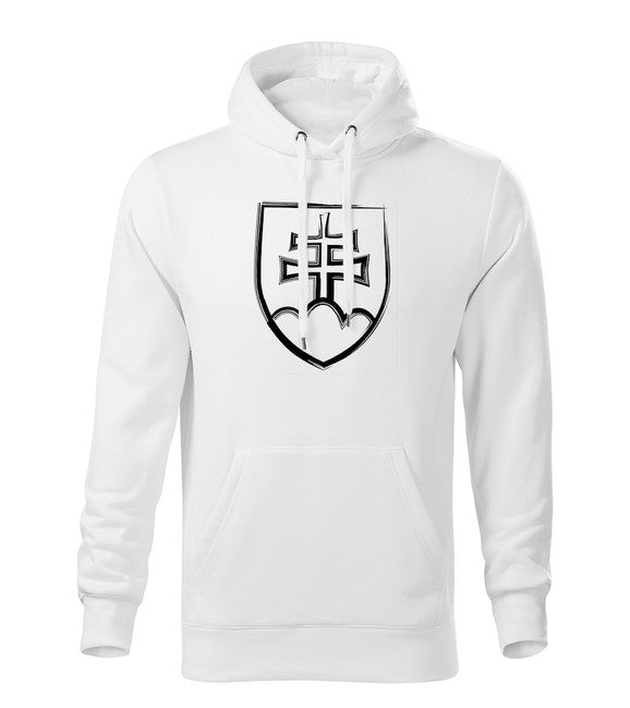 DRAGOWA herren-Kapuzenpullover Slowakisches Wappen, weiß 320 g/m2