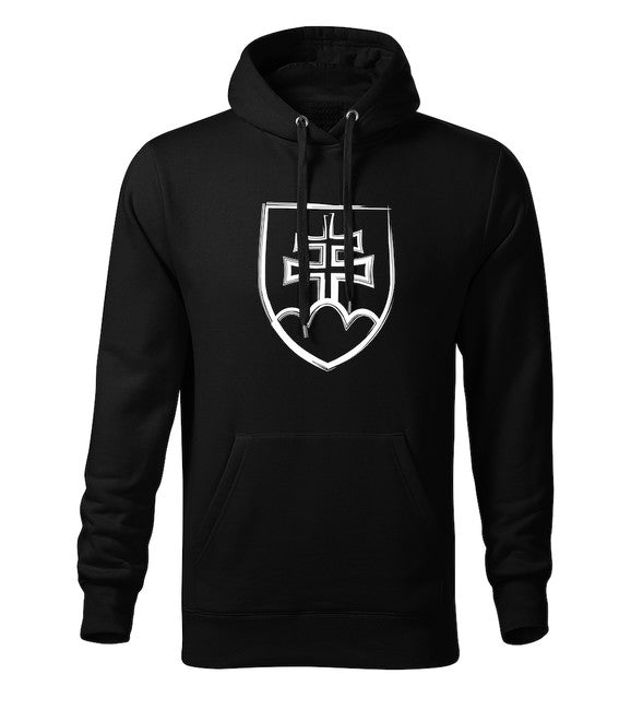 DRAGOWA herren-Kapuzenpullover Slowakisches Wappen, schwarz 320 g/m2