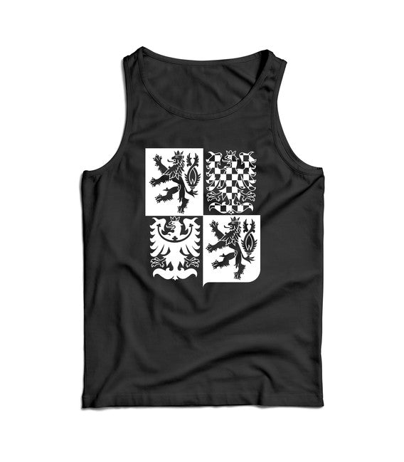 DRAGOWA herren-Tanktop Tschechisches großes Wappen, schwarz 160 g/m2