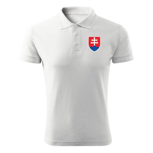 DRAGOWA Polo-Shirt kleines farbiges slowakisches Wappen, weiß 200g/m2