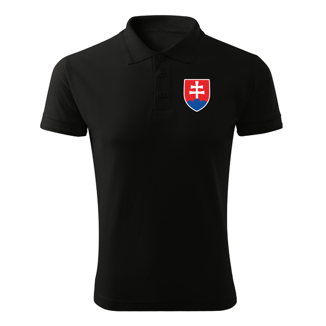DRAGOWA Poloshirt Kleines farbiges slowakisches Wappen, schwarz 200 g/m2