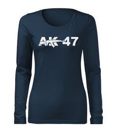 DRAGOWA Slim Damen-Langarmshirt AK-47 160 g/m², dunkelblau
