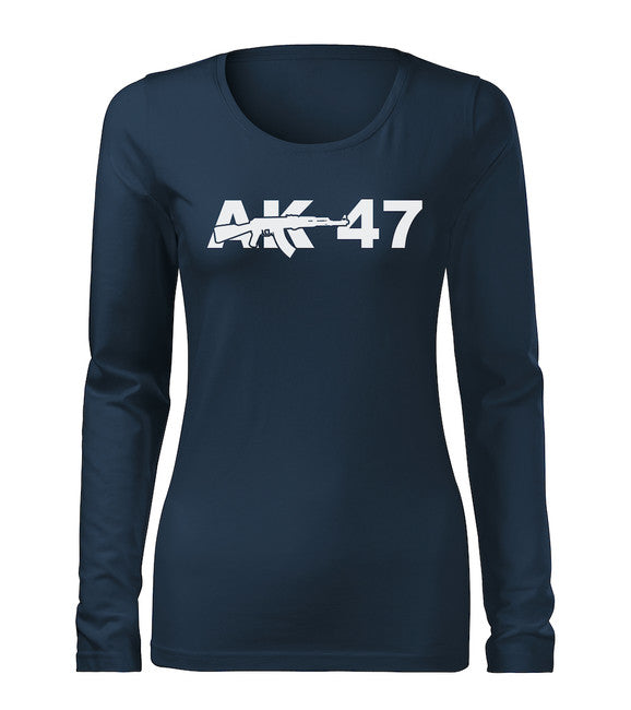 DRAGOWA Slim damen-Langarmshirt ak47, dunkelblau 160g/m2