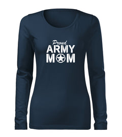 DRAGOWA Slim women's army mom long-sleeve t-shirt 160 g/m², dark blue