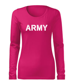 DRAGOWA Slim Damen-Langarmshirt army 160 g/m², rosa