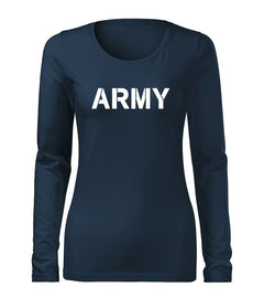 DRAGOWA Slim Damen-Langarmshirt army 160 g/m², dunkelblau