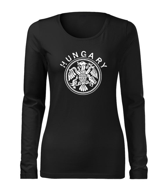 DRAGOWA Slim damen-Langarmshirt Ungarn, schwarz 160 g/m2