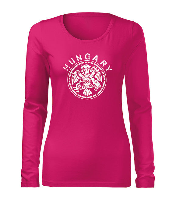 DRAGOWA Slim damen-Langarmshirt Ungarn, rosa 160 g/m2