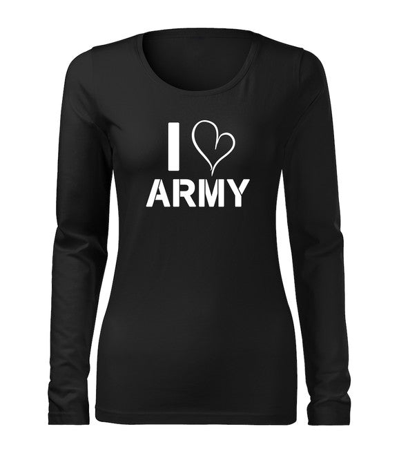 DRAGOWA Slim dámske tričko s dlhým rukávom i love army